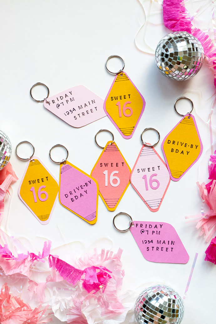 Drive-By Birthday Keychain Invitations