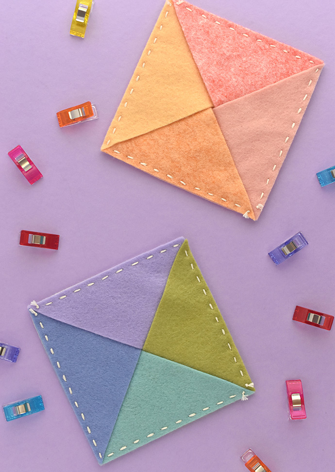 Simple Stitched Felt Triangle Pouch