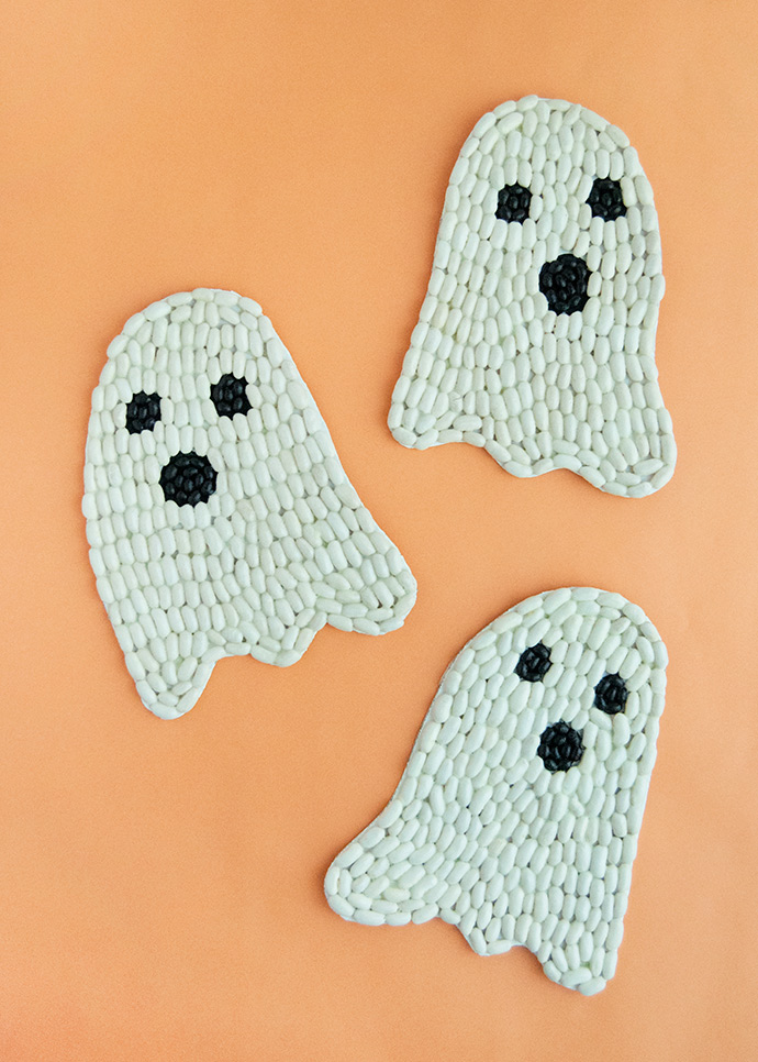 Glow-in-the-Dark Bean Art Ghosts