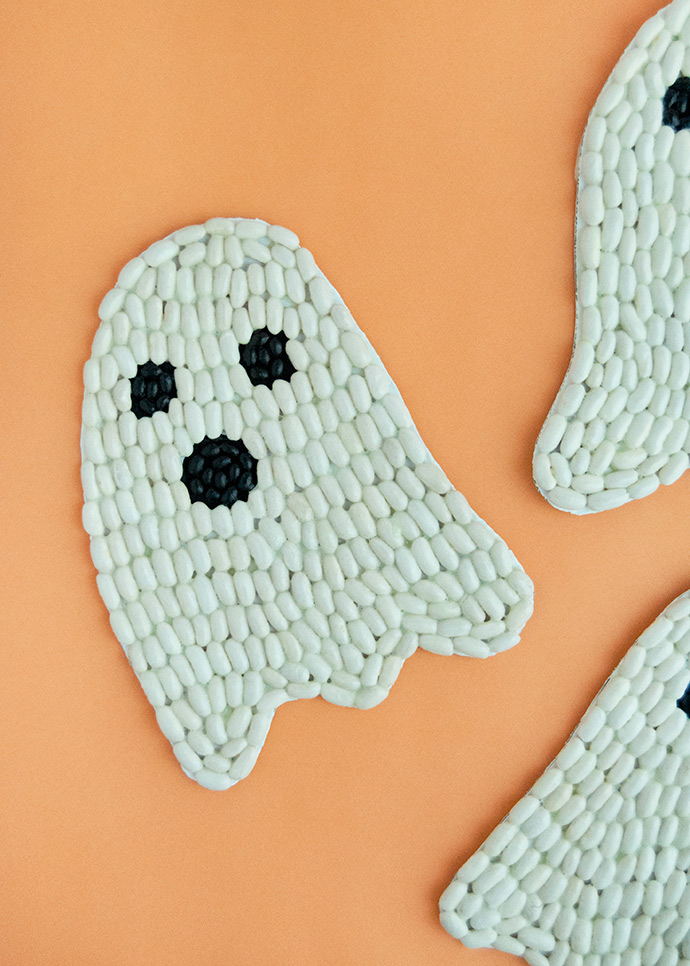 Glow-in-the-Dark Bean Art Ghosts