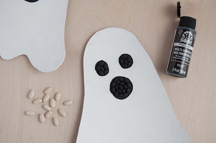 Glow-in-the-Dark Bean Art Ghosts