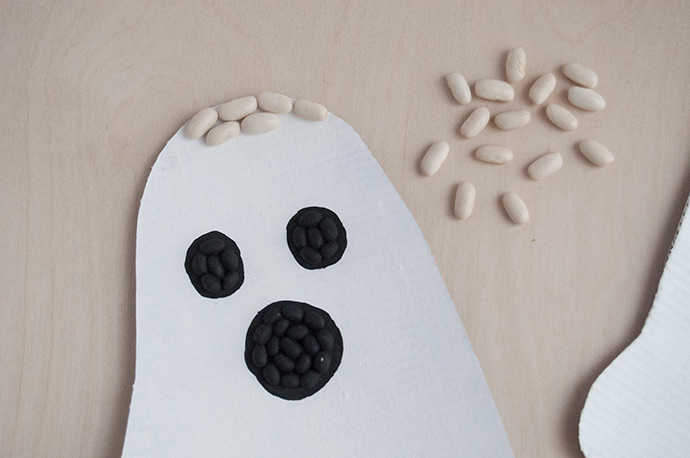 Glow-in-the-Dark Bean Art Ghosts