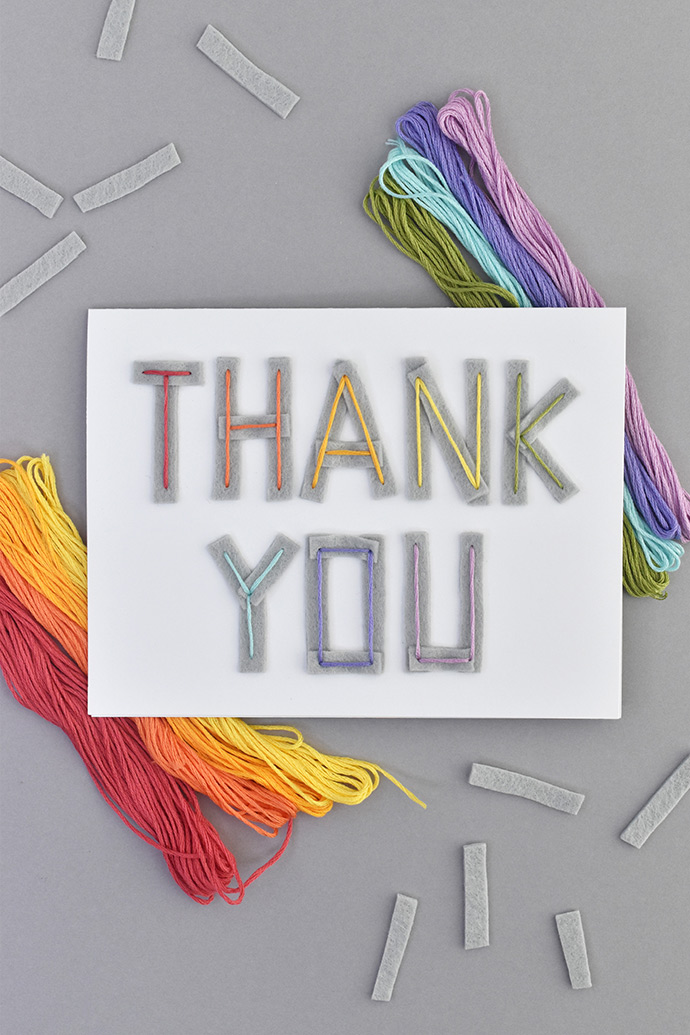 Embroidered Felt Thank You Cards