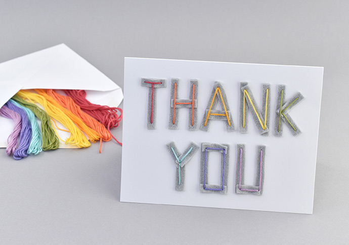 Embroidered Felt Thank You Cards