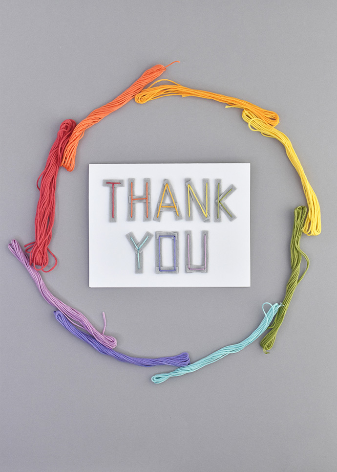 Embroidered Felt Thank You Cards