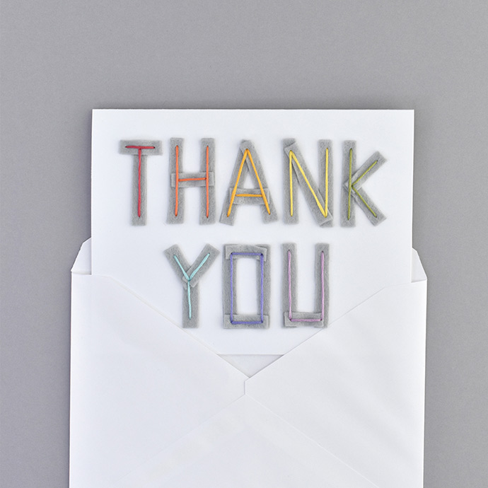 Embroidered Felt Thank You Cards