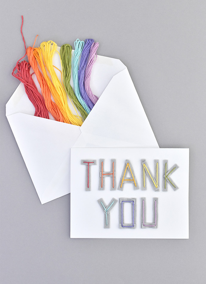 Embroidered Felt Thank You Cards