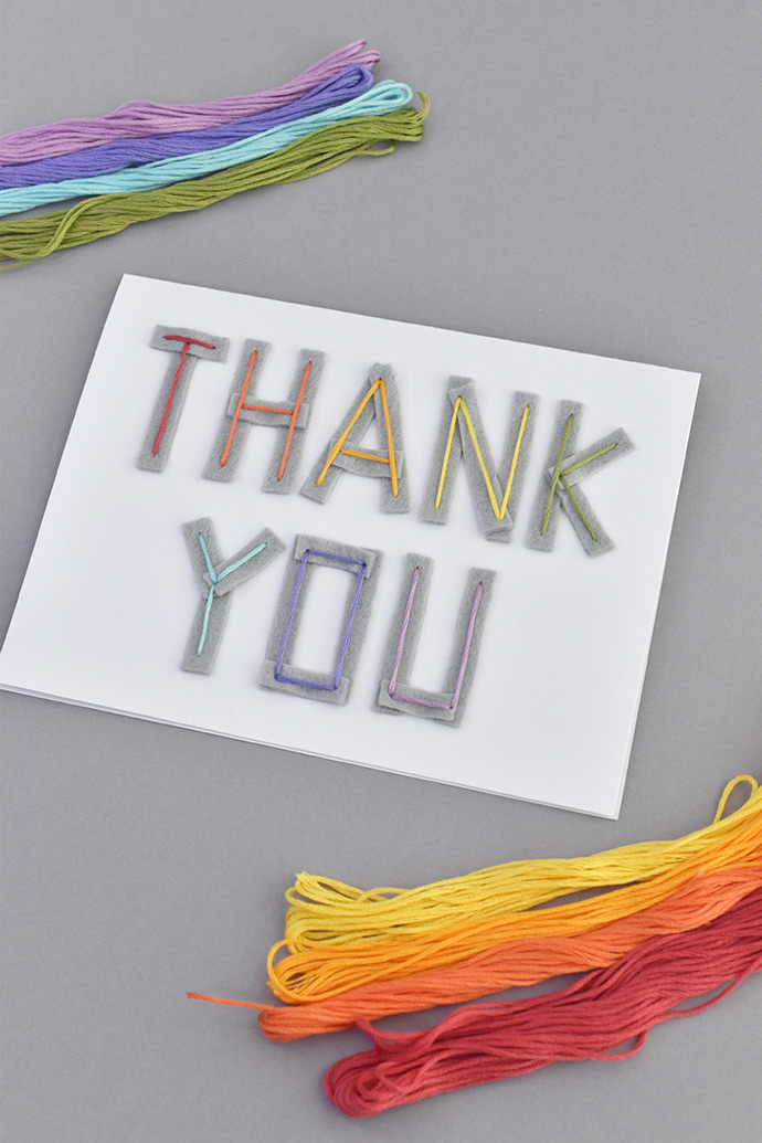 Embroidered Felt Thank You Cards