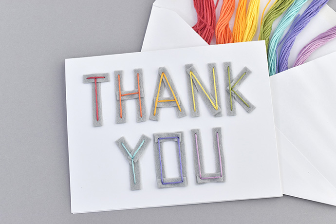 Embroidered Felt Thank You Cards