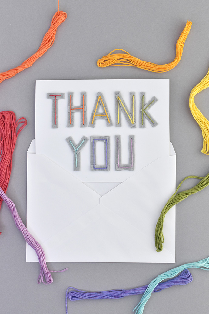 Embroidered Felt Thank You Cards