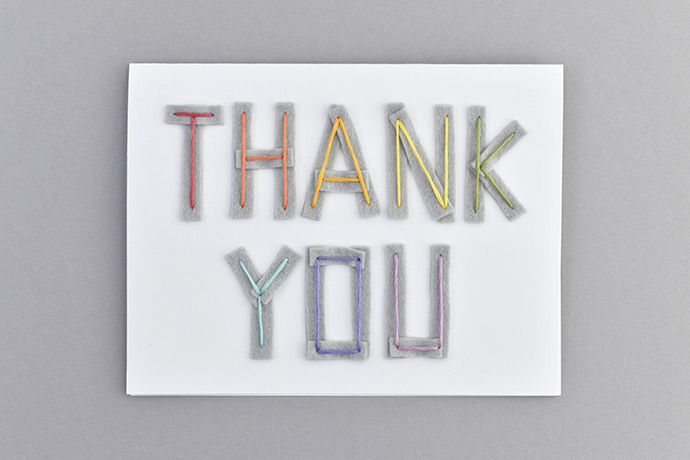 Embroidered Felt Thank You Cards