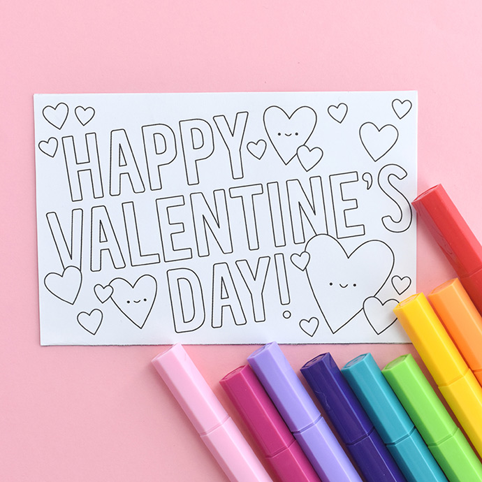 Color-in Postcard Valentines