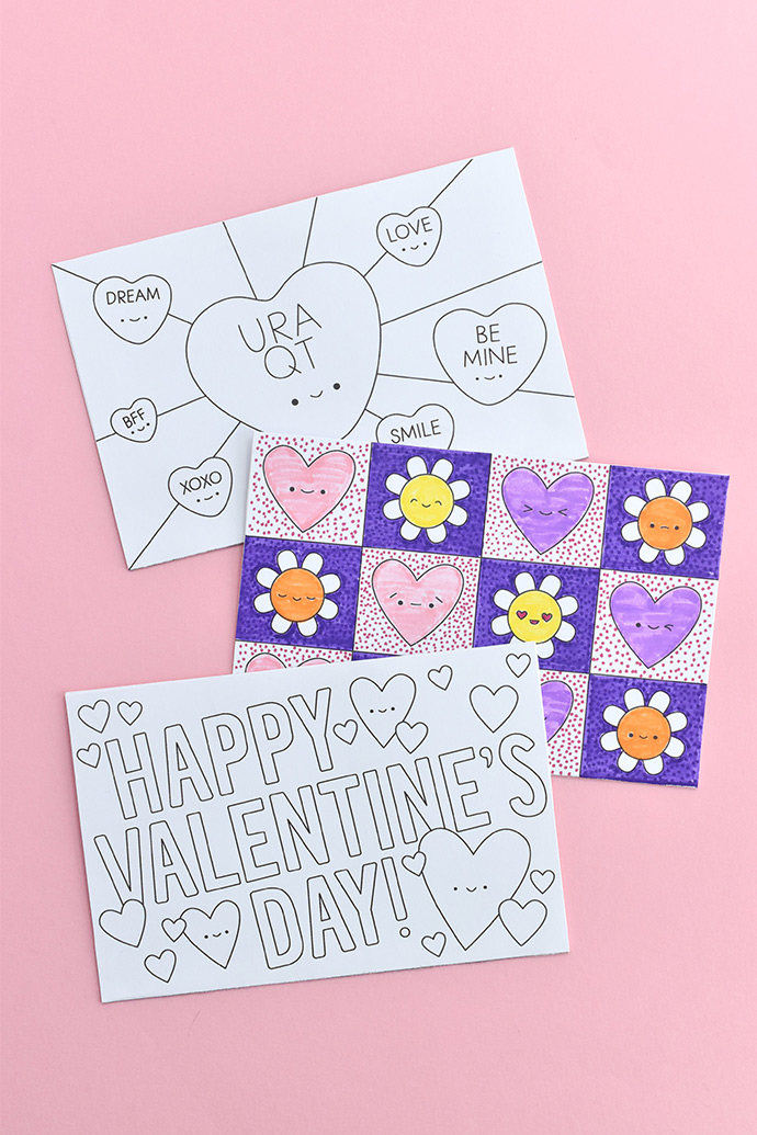 Color-in Postcard Valentines