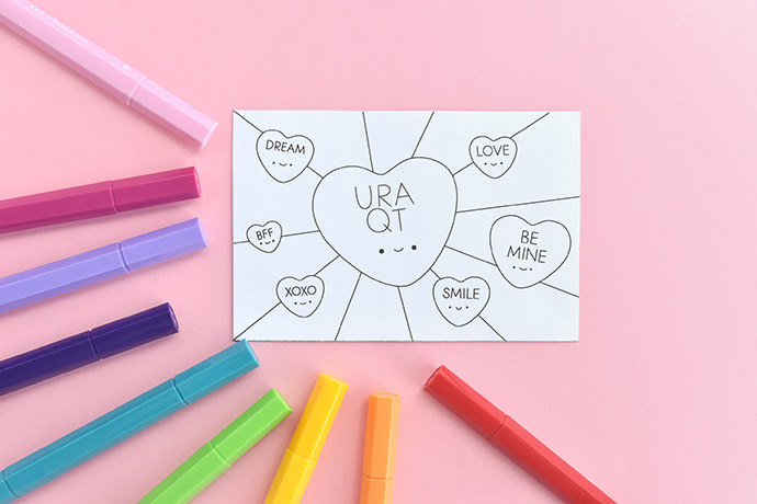 Color-in Postcard Valentines