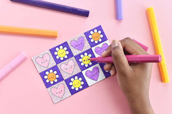 Color-in Postcard Valentines