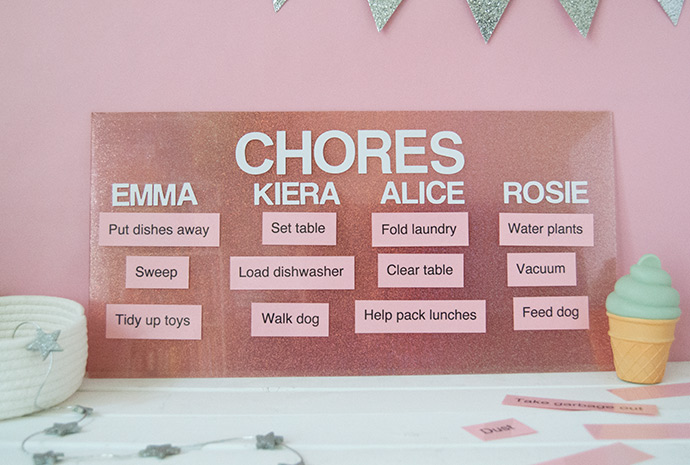 DIY Holographic Glitter Chore Chart