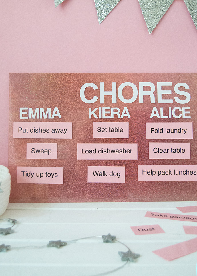 DIY Holographic Glitter Chore Chart