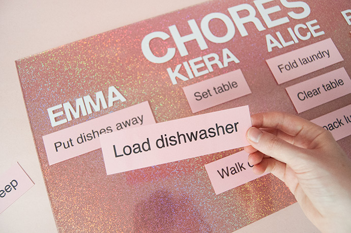 DIY Holographic Glitter Chore Chart