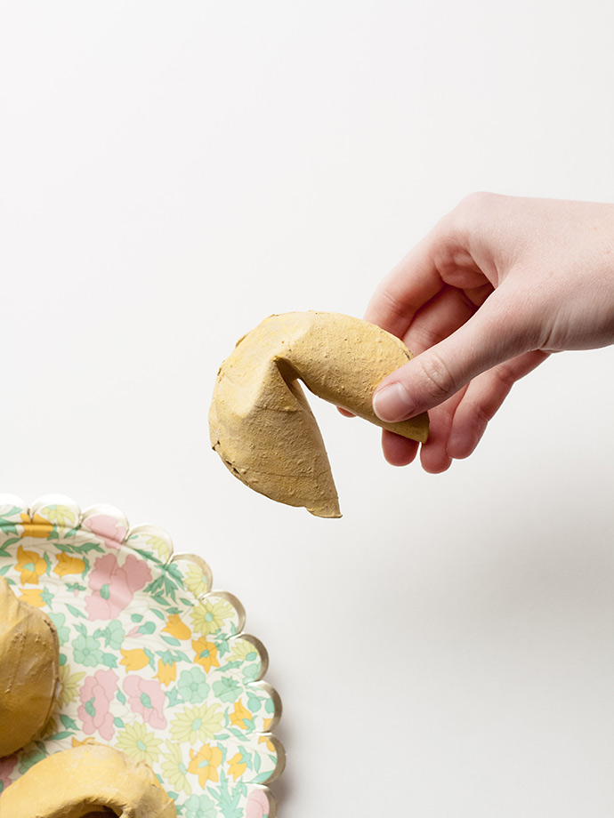 Paper Mache Fortune Cookie Surprise