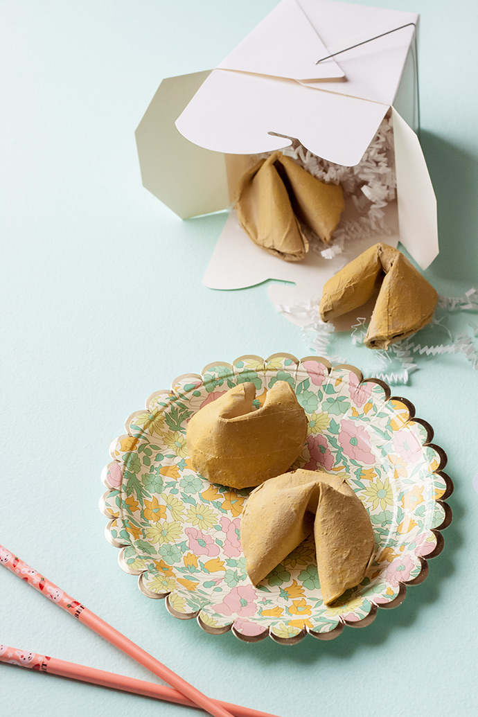 Paper Mache Fortune Cookie Surprise