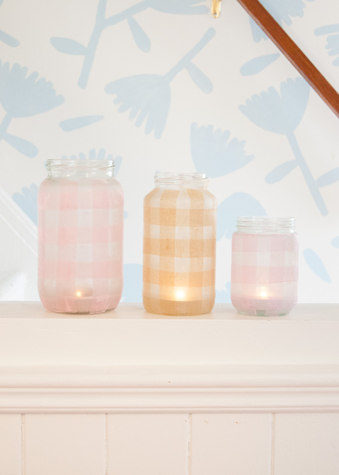 Gingham Glass Jar Lanterns