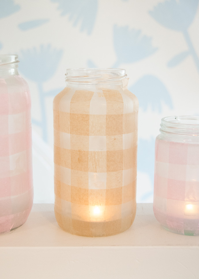 Gingham Glass Jar Lanterns