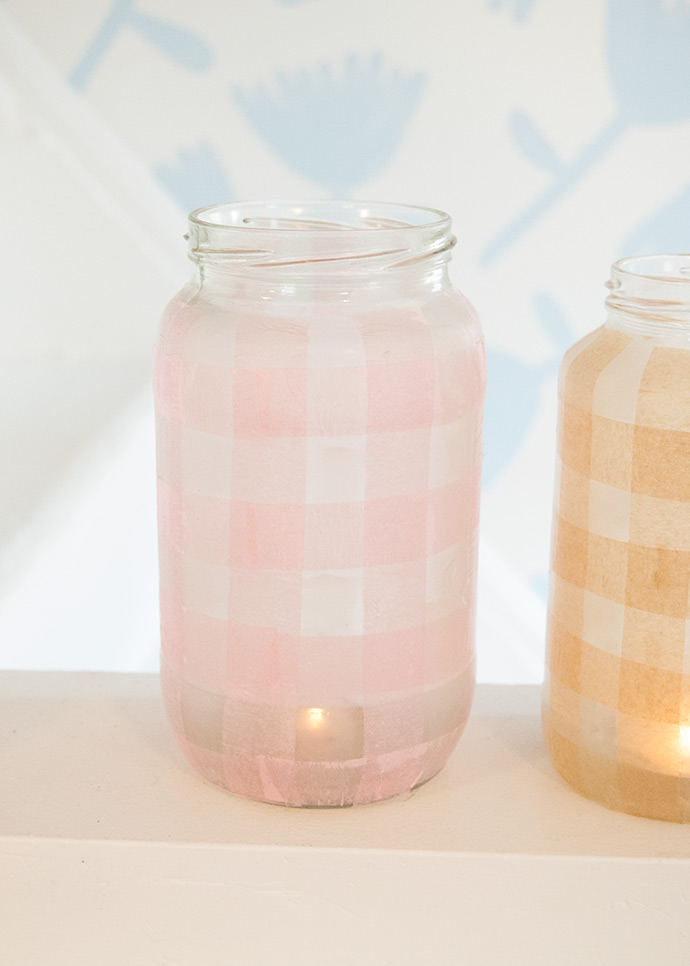 Gingham Glass Jar Lanterns