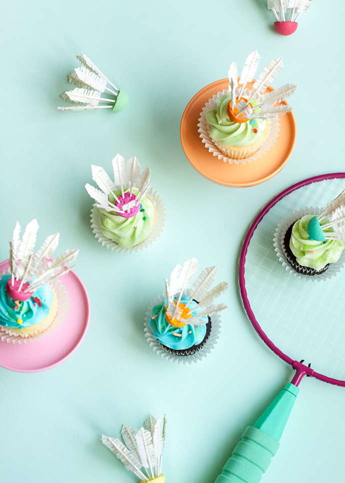 DIY Badminton Birdie Cupcake Toppers