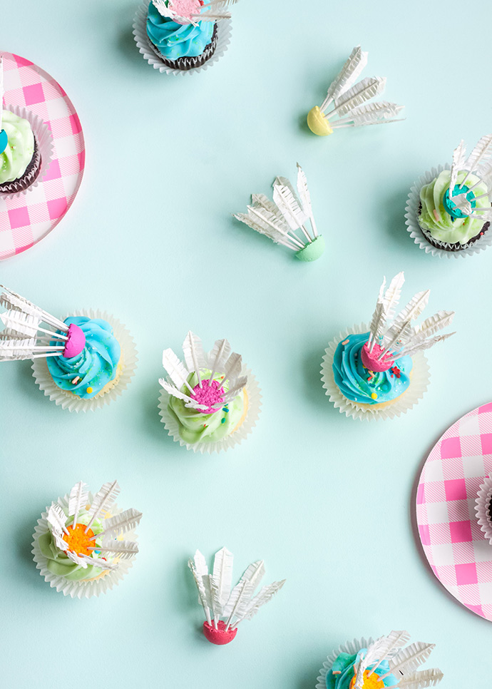 DIY Badminton Birdie Cupcake Toppers