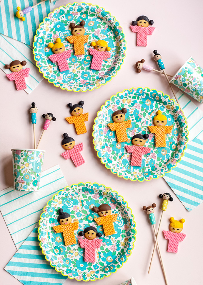 No-Bake Kokeshi Doll Inspired Cookies