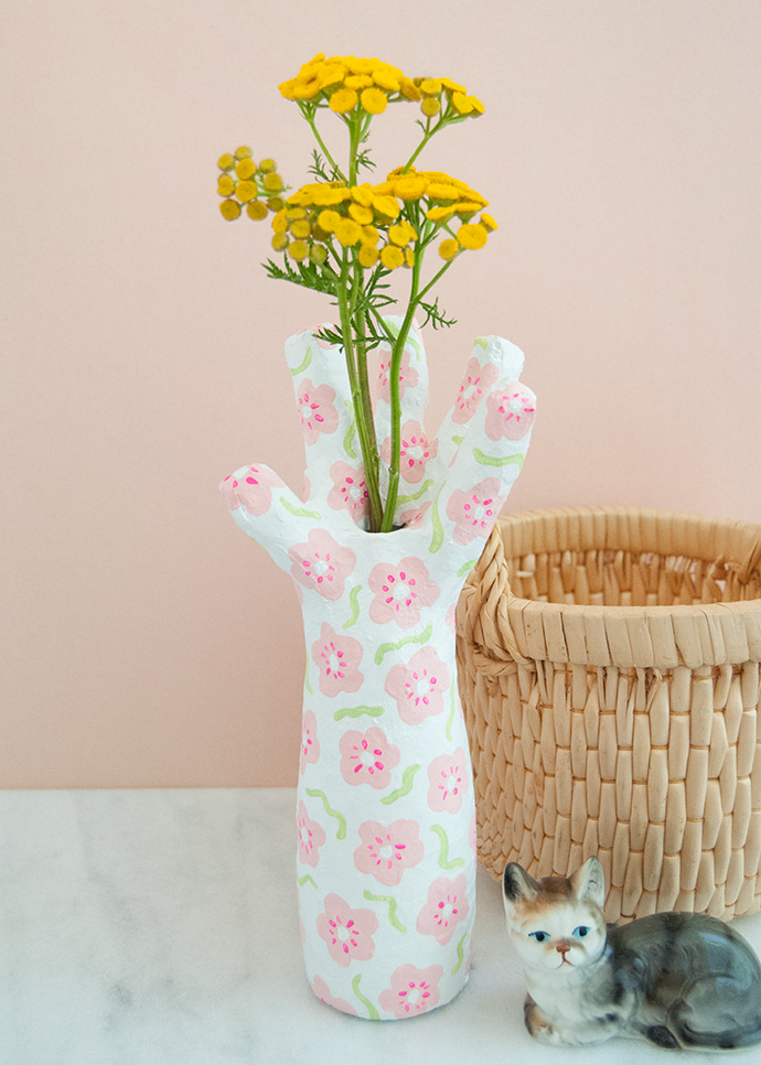 Upcycled Paper Mache Hand Vase