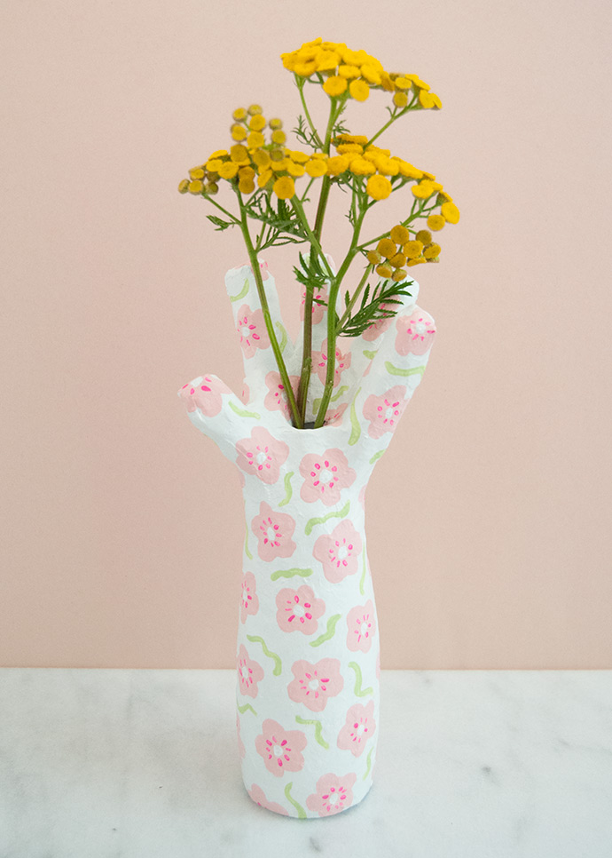 Upcycled Paper Mache Hand Vase