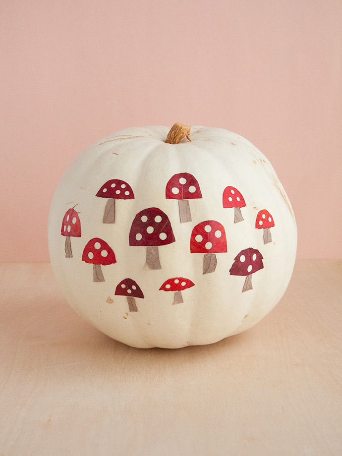 Mushroom Leaf Art Pumpkin