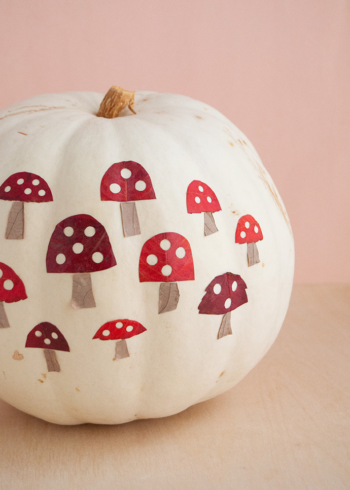 Mushroom Leaf Art Pumpkin