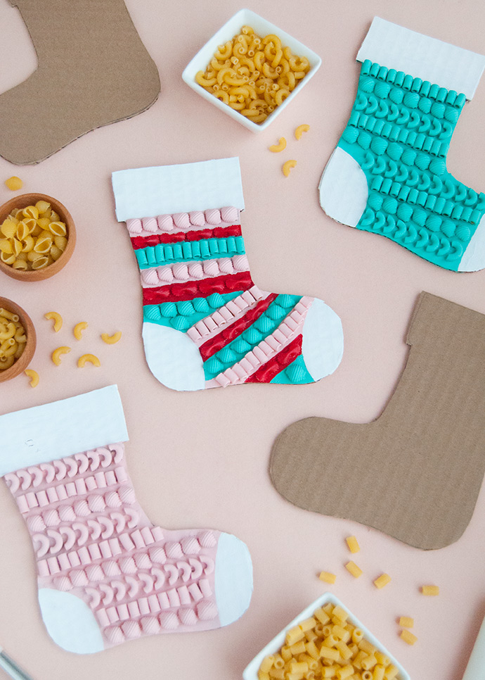 Pasta Art Christmas Stockings